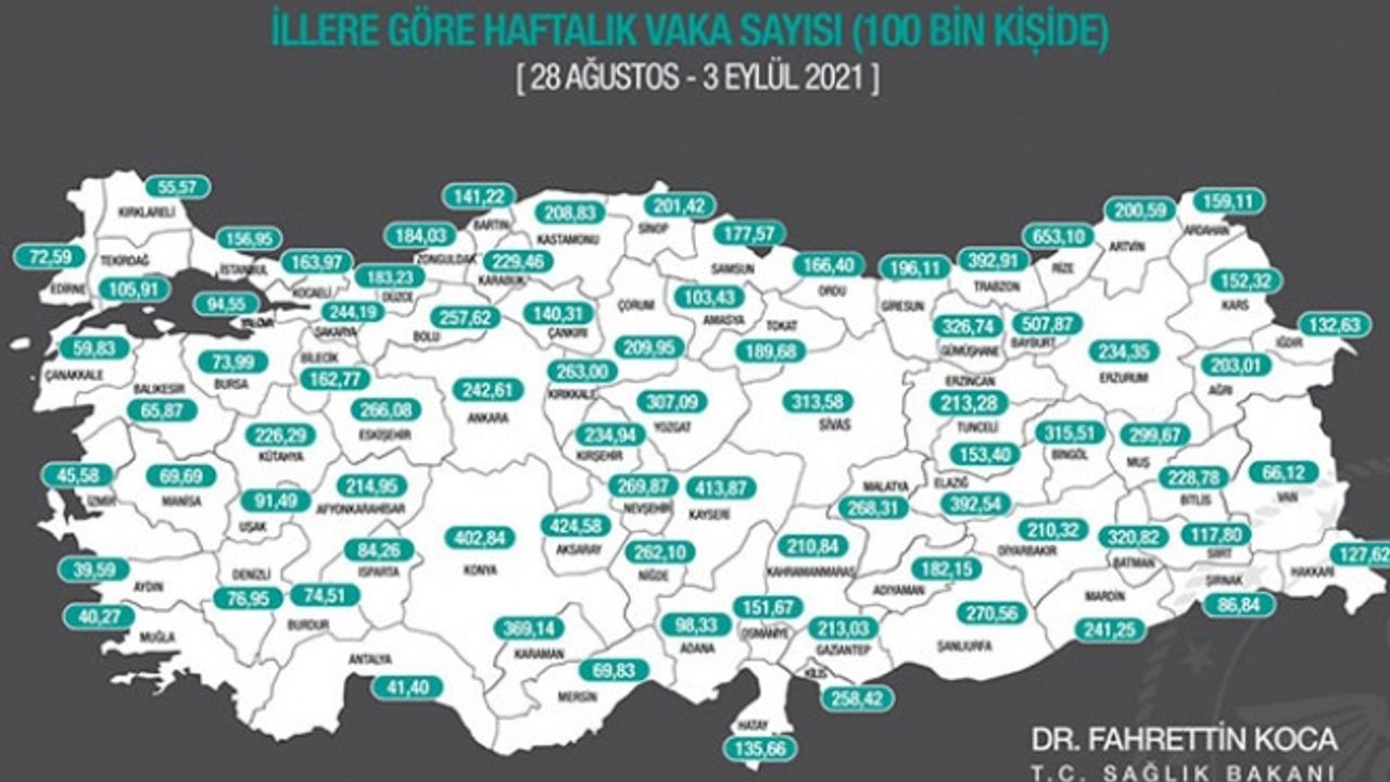 1 haftada Covid-19 vaka sayısı en çok artan 10 il açıklandı