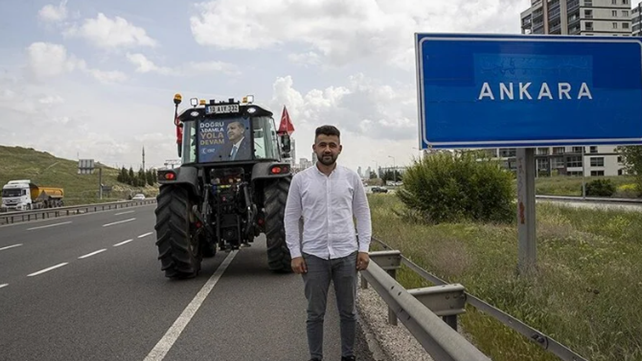Balıkesirli çiftçi, Cumhurbaşkanı Erdoğan'a teşekkür etmek için traktörüyle Ankara'ya geldi
