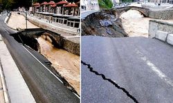 Dereli’de taşkın; yol çöktü, kemer köprü hasar gördü