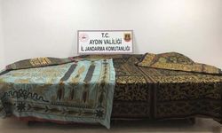 Aydın'da 'tarihi eser' operasyonu; 18'inci yüzyıldan Kabe örtüleri ele geçirildi