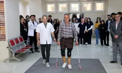 Trakya Üniversitesinde ampute depremzedeye protez bacaklar yapıldı