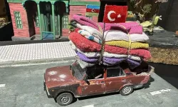 Depremzedelere yardım ulaştıran Azerbaycanlının aracının diorama tekniğiyle maketi yapıldı