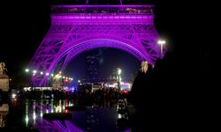 Fransa'nın başkenti Paris'te  Eyfel Kulesi pembeye büründü