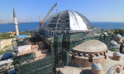 Ayasofya'nın ana kubbesindeki restorasyon çalışmalarında yeni aşamaya geçildi