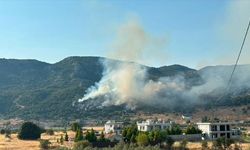 Kaş'ta makilik alanda çıkan yangına müdahale ediliyor