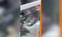 Maltepe'de park halindeki elektrikli otomobil yandı