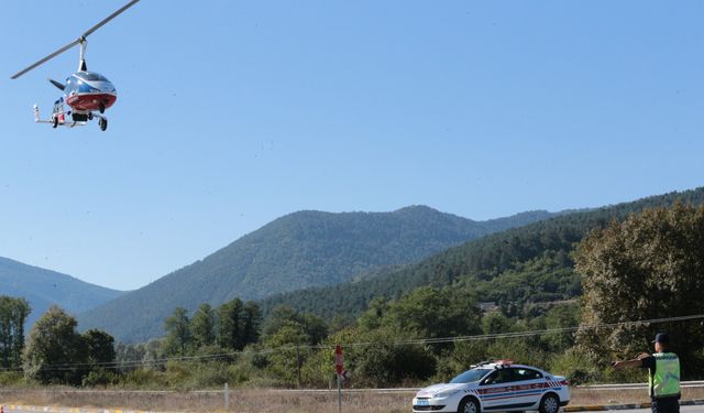 Bolu'da, Jandarmadan Cayrokopter ile trafik denetimi