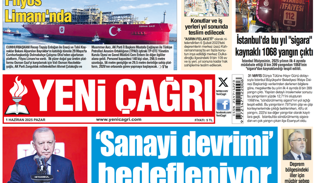 Yeni Çağrı Gazetesi'nin 1 Haziran 2025 Pazar Tarihli Gazete Sayfaları