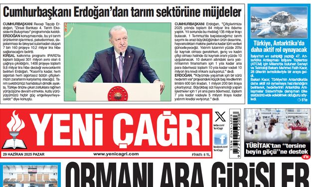 Yeni Çağrı Gazetesi'nin 29 Haziran 2025 Pazar Tarihli Gazete Sayfaları