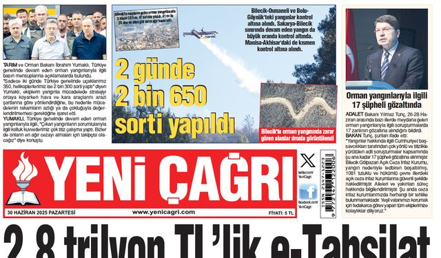 Yeni Çağrı Gazetesi'nin 30 Haziran 2025 Pazartesi Tarihli Gazete Sayfaları