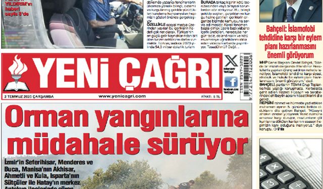 Yeni Çağrı Gazetesi'nin 2 Temmuz 2025 Çarşamba Tarihli Gazete Sayfaları