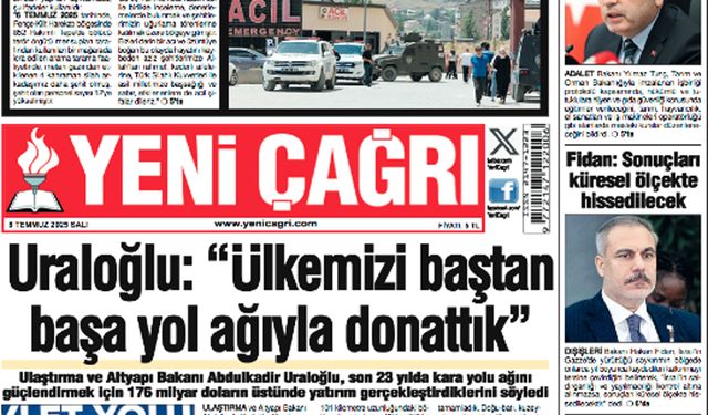 Yeni Çağrı Gazetesi'nin 8 Temmuz 2025 Salı Tarihli Gazete Sayfaları
