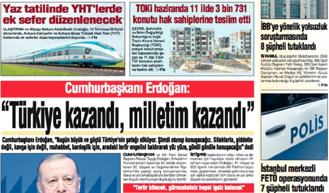Yeni Çağrı Gazetesi'nin 13 Temmuz 2025 Pazar Tarihli Gazete Sayfaları