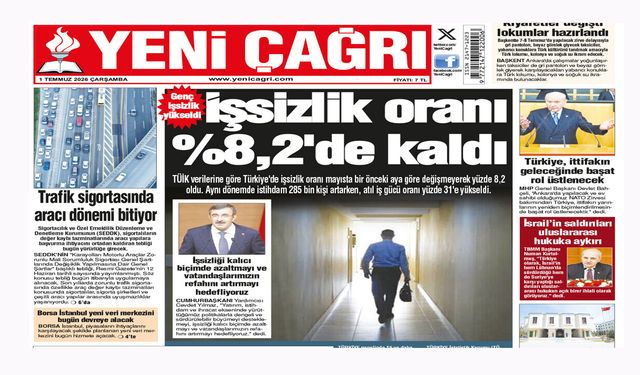 Yeni Çağrı Gazetesi'nin 01 Temmuz 2026 Çarşamba Tarihli Gazete Sayfaları