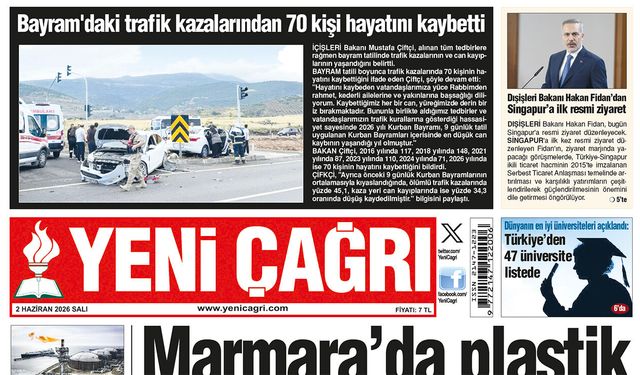 Yeni Çağrı Gazetesi'nin 2 Haziran 2026 Salı Tarihli Gazete Sayfaları