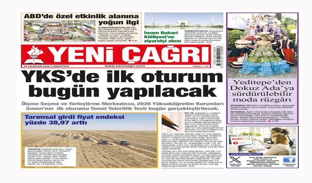 Yeni Çağrı Gazetesi'nin 20 Haziran 2026 Cumartesi Tarihli Gazete Sayfaları