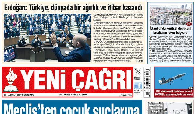Yeni Çağrı Gazetesi'nin 25 Haziran 2026 Perşembe Tarihli Gazete Sayfaları