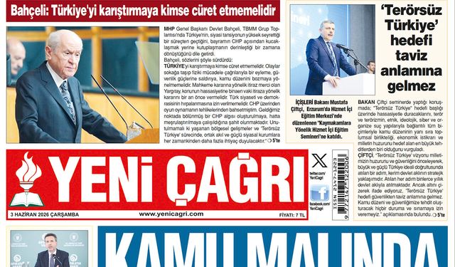 Yeni Çağrı Gazetesi'nin 3 Haziran 2026 Çarşamba Tarihli Gazete Sayfaları