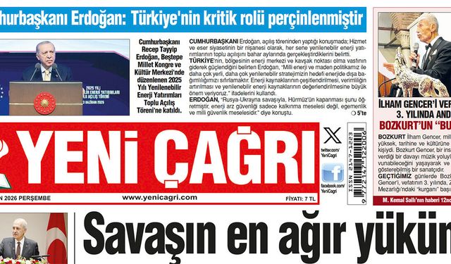 Yeni Çağrı Gazetesi'nin 4 Haziran 2026 Perşembe Tarihli Gazete Sayfaları