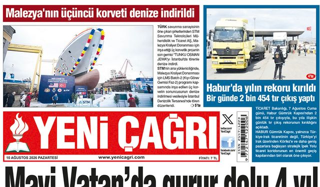 Yeni Çağrı Gazetesi'nin 10 Ağustos 2026 Pazartesi Tarihli Gazete Sayfaları