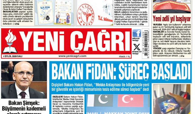 Yeni Çağrı Gazetesi'nin 1 Eylül 2026 Salı Tarihli Gazete Sayfaları