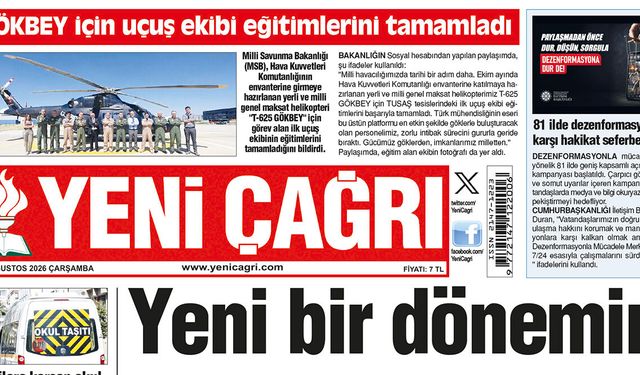 Yeni Çağrı Gazetesi'nin 26 Ağustos 2026 Çarşamba Tarihli Gazete Sayfaları