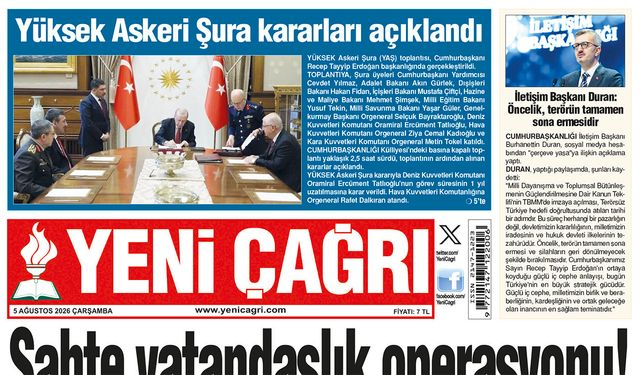 Yeni Çağrı Gazetesi'nin 5 Ağustos 2026 Çarşamba Tarihli Gazete Sayfaları
