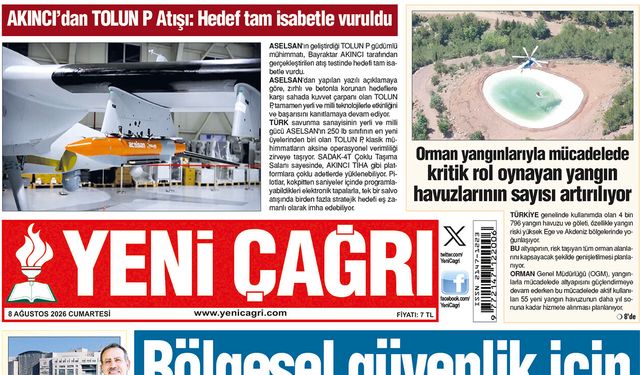Yeni Çağrı Gazetesi'nin 8 Ağustos 2026 Cumartesi Tarihli Gazete Sayfaları
