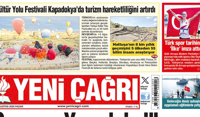 Yeni Çağrı Gazetesi'nin 9 Ağustos 2026 PAZAR Tarihli Gazete Sayfaları
