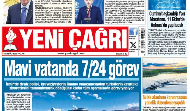 Yeni Çağrı Gazetesi'nin 3 Eylül 2026 Perşembe Tarihli Gazete Sayfaları