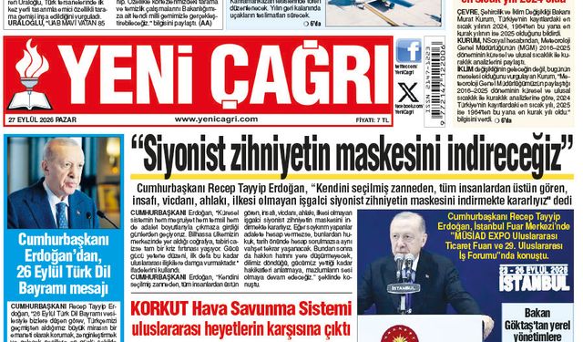 Yeni Çağrı Gazetesi'nin 27 Eylül 2026 Pazar Tarihli Gazete Sayfaları