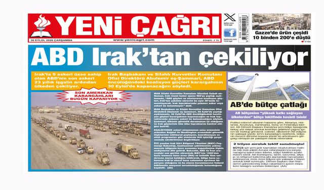 Yeni Çağrı Gazetesi'nin 30 Eylül 2026 Çarşamba Tarihli Gazete Sayfaları
