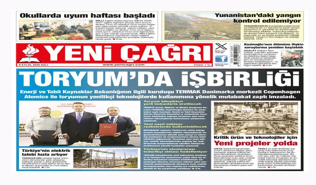 Yeni Çağrı Gazetesi'nin 8 Eylül 2026 Salı Tarihli Gazete Sayfaları