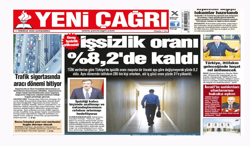 Yeni Çağrı Gazetesi'nin 01 Temmuz 2026 Çarşamba Tarihli Gazete Sayfaları