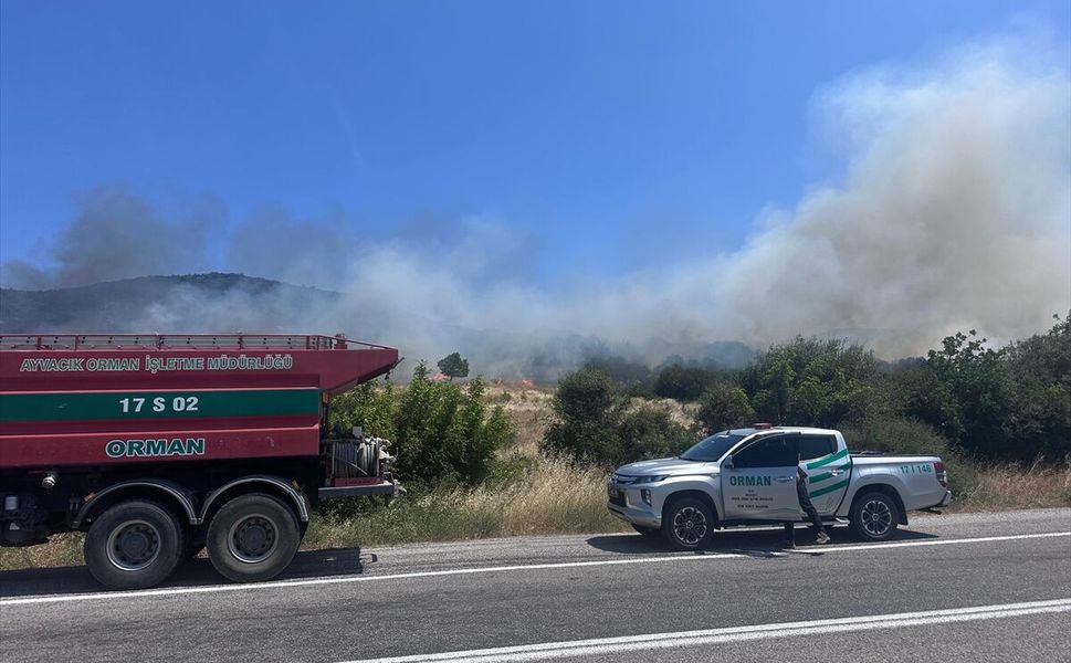 Çanakkale'de ormanlık alanda çıkan yangına müdahale ediliyor