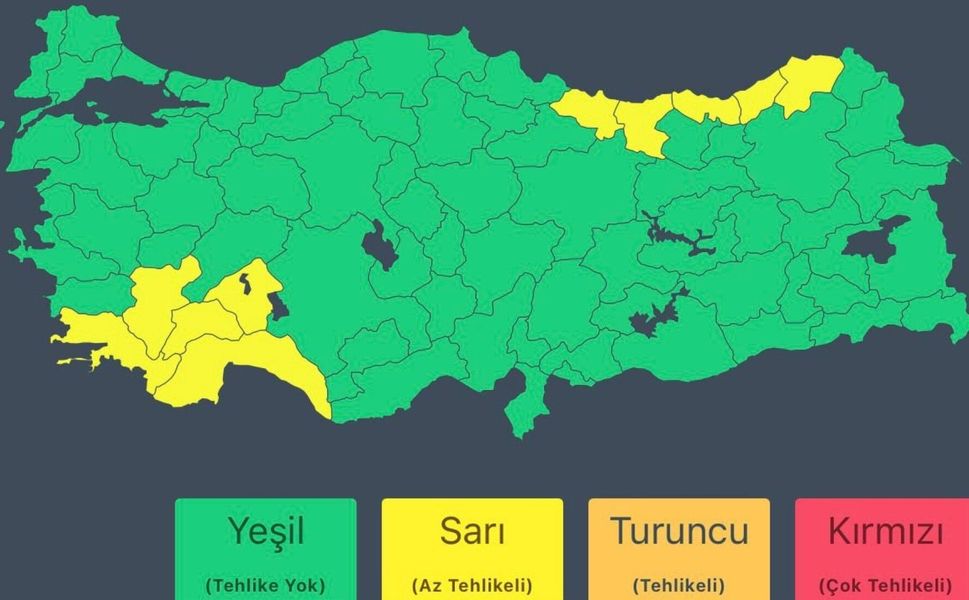 İçişleri Bakanlığından 10 il için 'sarı' kodlu meteorolojik uyarı