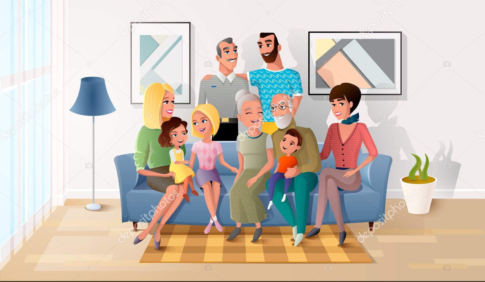 Depositphotos 196896104 Stock Illustration Big Family Spending Time Together (1)